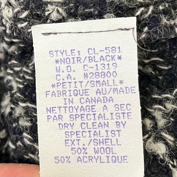 RUDSAK 🇨🇦 Women’s Black and White Tweed Wool Blend Hooded Cape Size Small - Picture 8 of 9